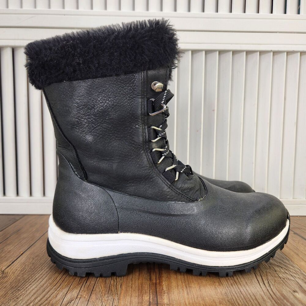 Muck Boot Apres Lace Up Artic Grip Women's 6 Black Waterproof Vibram Snow Boots